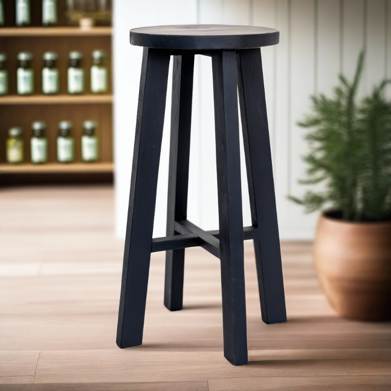 Rustico Reclaimed Wood Tall Stool - Black