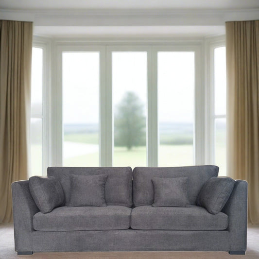 York 3 Seater Upholstered Sofa, Charcoal