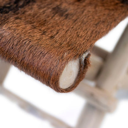 Rustico Folding Goatskin Leather & Teak Stool