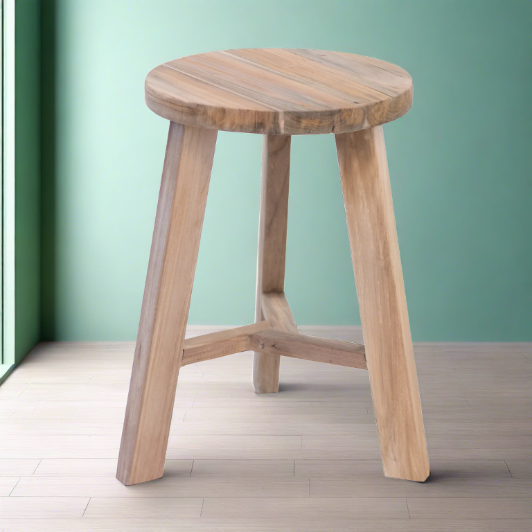 Rustico Reclaimed Teak Tripod Stool - Natural