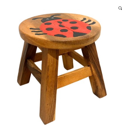 Recycled Wood Kids Stool – Ladybird