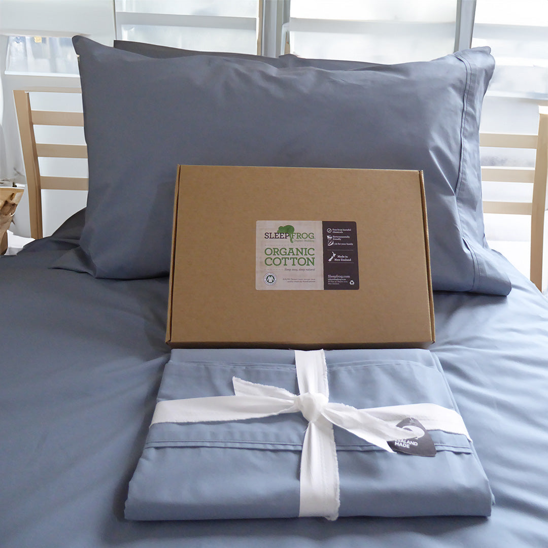 Allergy-safe Organic Cotton Flat Sheets - Blue