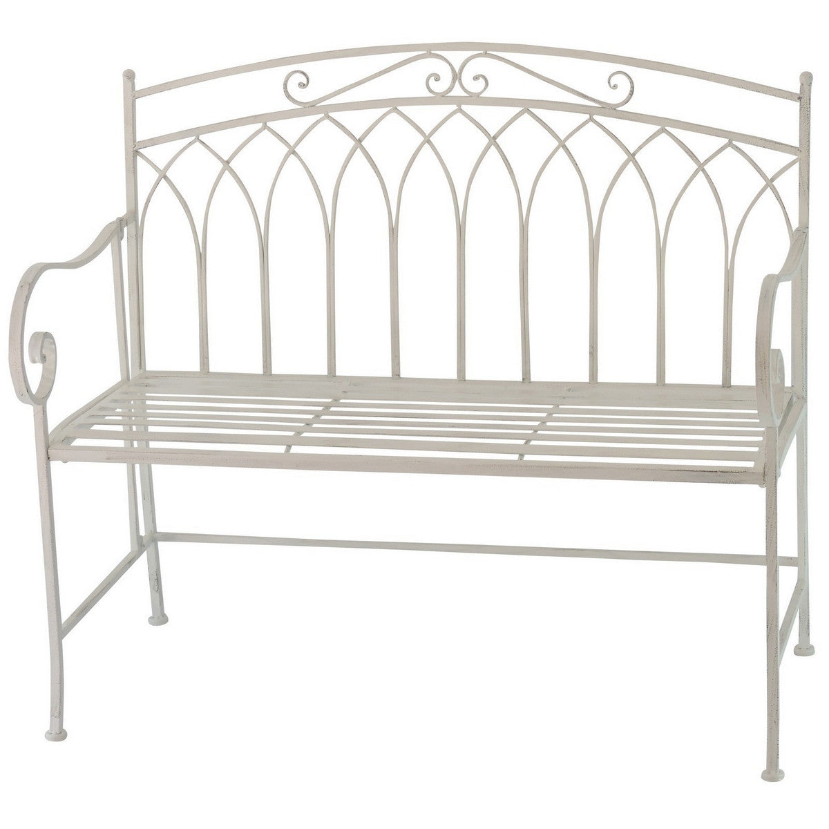 Ornate Charm: The White Metal Love Seat with Timeless Appeal