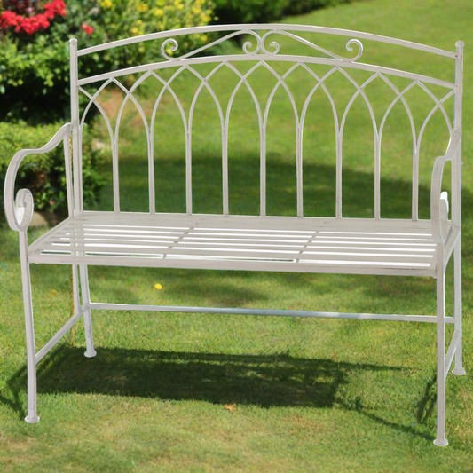 Ornate Charm: The White Metal Love Seat with Timeless Appeal