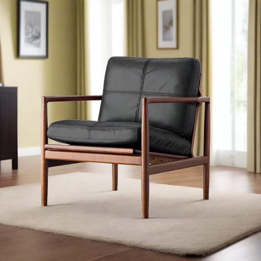 Bailey Leather Chair,  Black