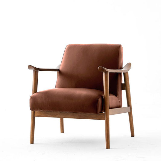 Spencer Mid-Century Leather Chair, Saddle
