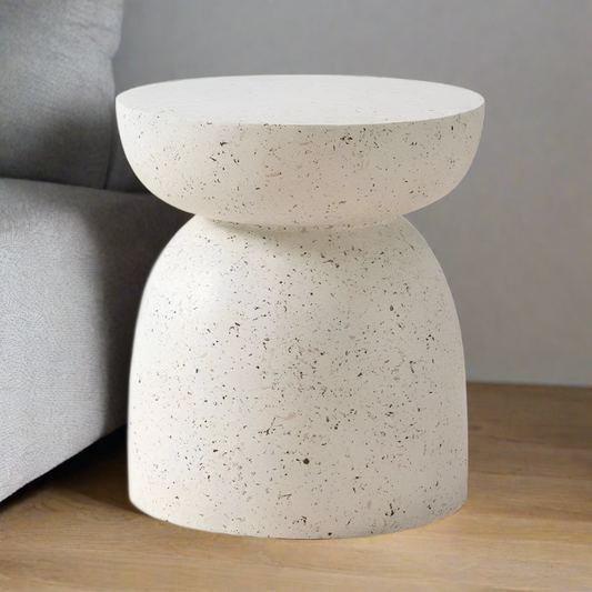 Pedestal Side Table - Fleck White