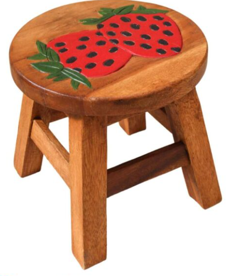 Recycled Wood Kids Stool – Strawberry