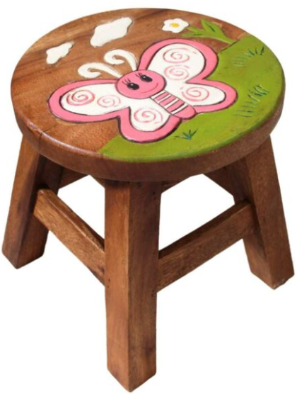 Recycled Wood Kids Stool – Butterfly