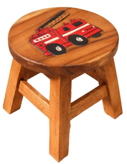 Recycled Wood Kids Stool – Fire Engine