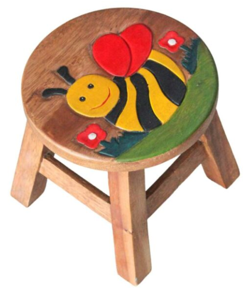 Recycled Wood Kids Stool – Bee