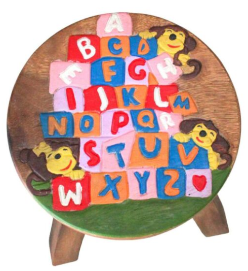 Recycled Wood Kids Stool – ABC